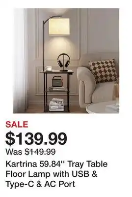 Wayfair Kartrina 59.84'' Tray Table Floor Lamp with USB & Type-C & AC Port offer