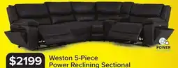 Leon's Weston 5-Piece Power Reclining Sectional with Console - Granite offer