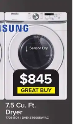 Leon's Samsung White Front Load Electric Dryer with Shallow Depth (7.5 Cu.Ft) - DVE45T6005W/AC offer