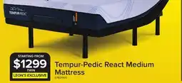 Leon's Tempur-Pedic React 2.0 Medium Twin Mattress 10 inches offer