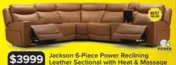 Leon's Jackson Leather 6-Piece Power Reclining Sectional with Heat and Massage - Butternut offer