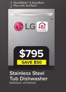 Leon's LG Smudge Resistant Stainless Steel Top Control Smart Dishwasher with TrueSteam - LDTS5552S offer