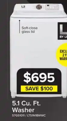 Leon's L2 White Top Load Electric Washer (5.1 Cu.ft ) - LT51N1BWWC offer