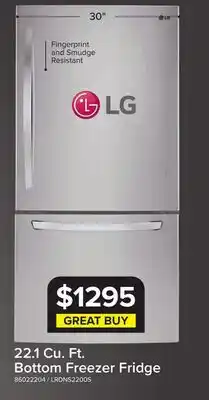 Leon's LG 30 22.1 Cu. Ft. Stainless Steel Bottom-Freezer Refrigerator - LRDNS2200S offer