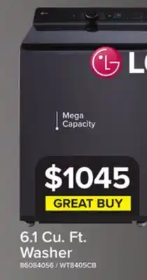 Leon's LG Matte Black Top Load Washer with 4-Way Agitator (6.1 cu. ft.) - WT8405CB offer