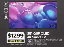 Leon's Samsung 85 4k Smart Q6F QLED TV - QN85Q6FAAFXZC offer