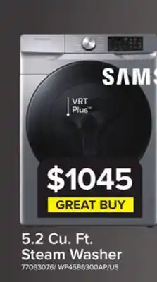 Leon's Samsung Platinum Steam Front Load Washer (5.2 cu. ft.) - WF45B6300AP/US offer