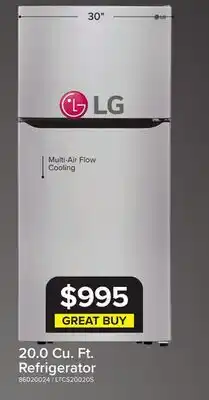 Leon's LG 30 20 Cu. Ft. Stainless Steel Top-Freezer Refrigerator - LTCS20020S offer