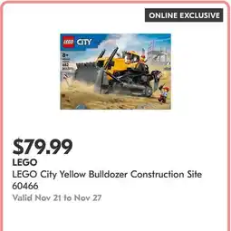 Pharmaprix LEGO City Yellow Bulldozer Construction Site 60466 offer