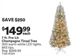 Michaels Pre-Lit Champagne Tinsel Tree offer