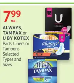 IDA Pharmacy ALWAYS, TAMPAX or U BY KOTEX offer