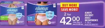 Metro ALWAYS DISCREET ADULT INCONTINENCE offer