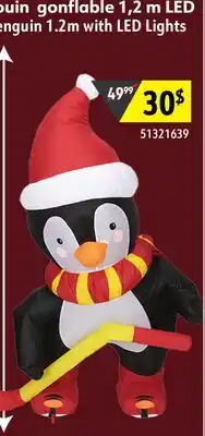 Sushi Shop Inflatable Standing Snowman - Penguin 1.2m with LED Lights offer