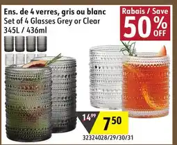 Sushi Shop Set of 4 Glasses Grey or Clear offer