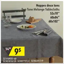 Sushi Shop Two Tone Melange Tablecloths offer