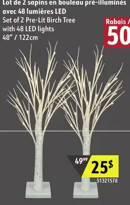 Sushi Shop Set of 2 Pre-Lit Birch Tree with 48 LED lights 48 / 122cm offer