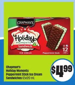 FreshCo Chapman's Holiday Moments Peppermint Stick Ice Cream Sandwiches 12x120 mL offer