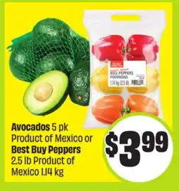 FreshCo Avocados 5 pk, Best Buy Peppers 2.5 lb 1.14 kg Product of Mexico or Product of Mexico offer
