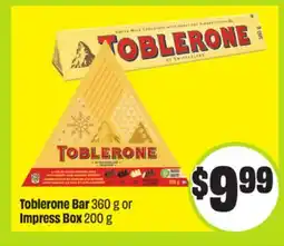 FreshCo Toblerone Bar 360 g or Impress Box 200 g offer