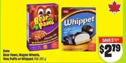 FreshCo Dare Bear Paws, Wagon Wheels, Viva Puffs or Whippet 168-315 g offer