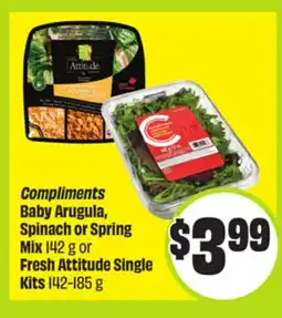 FreshCo Compliments Baby Arugula, Spinach or Spring Mix 142 g or Fresh Attitude Single Kits 142-185 g offer