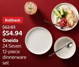 Walmart Oneida 24 Seven 12-piece dinnerware set offer