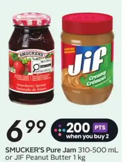 Sobeys SMUCKER'S Pure Jam 310-500 mL or JIF Peanut Butter offer