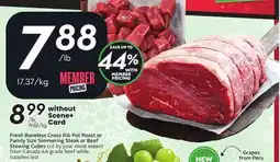 Sobeys Fresh Boneless Cross Rib Pot Roast or Family Size Simmering Steak or Beef Stewing Cubes offer