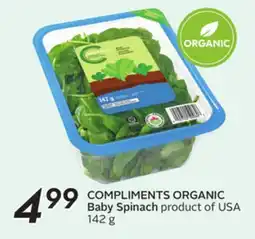 Sobeys COMPLIMENTS ORGANIC Baby Spinach offer