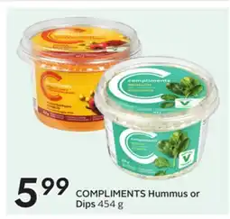 Sobeys COMPLIMENTS Hummus or Dip offer