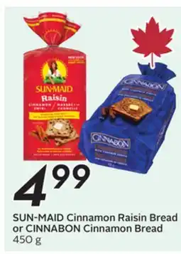 Sobeys SUN-MAID Cinnamon Raisin Bread or CINNABON Cinnamon Bread offer