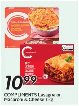 Sobeys COMPLIMENTS Lasagna or Macaroni & Cheese offer