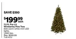 Michaels 7.5 ft. Pre-Lit Wimberley Pine Tree offer