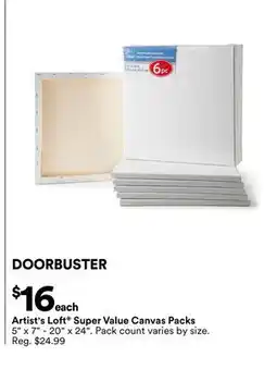 Michaels Artist's Loft Super value Canvas Packs offer
