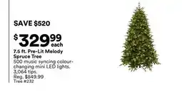Michaels 7.5 ft. Pre-Lit melody Spruce Tree offer