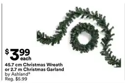 Michaels 45.7 cm Christmas Wreath or 2.7 m Christmas Garland by Ashland offer