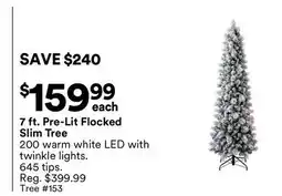 Michaels 7 ft. Pre-Lit Flocked Slim Tree offer