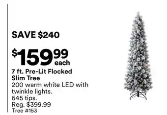 Michaels 7 ft. Pre-Lit Flocked Slim Tree offer