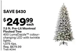 Michaels 7.5 ft. Pre-Lit montreal Flocked Tree offer