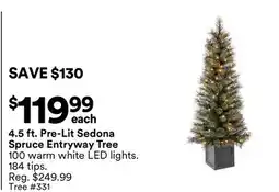 Michaels 4.5 ft. Pre-Lit Sedona Spruce entryway Tree offer