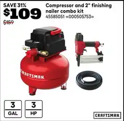 RONA CRAFTSMAN Compressor and 2 finishing nailer combo kit offer
