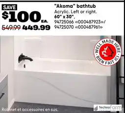 RONA Akoma bathtub offer