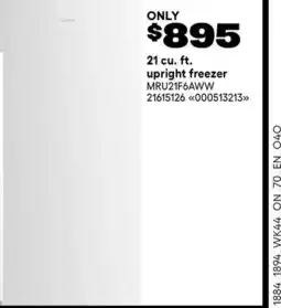 RONA MIDEA 21 cu. ft. upright freezer offer