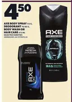 Loblaws AXE BODY SPRAY, 113G, DEODORANT, 76/85G, BODY WASH OR HAIR CARE, 473ML offer