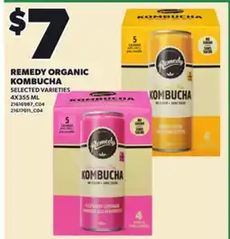 Loblaws REMEDY ORGANIC KOMBUCHA, 4X355 ML offer