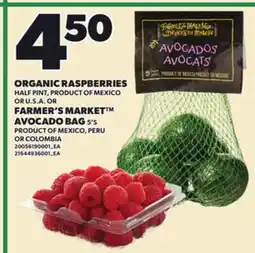Loblaws ORGANIC RASPBERRIES OR FARMER'S MARKET AVOCADO BAG, 5'S offer