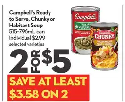 Longo's Campbell's Ready to Serve, Chunky or Habitant Soup offer