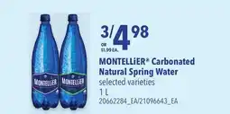 Loblaws MONTELLIER CARBONATED NATURAL SPRING WATER, 1 L offer