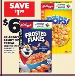 Loblaws KELLOGG'S FAMILY SIZE CEREAL, 450-650 G offer