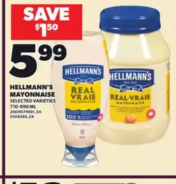 Loblaws HELLMANN'S MAYONNAISE, 710-890 ML offer